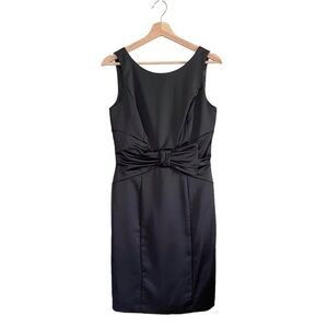 NWT White House Black Market Dull Satin Bow Detail Sheath Dress Black  4